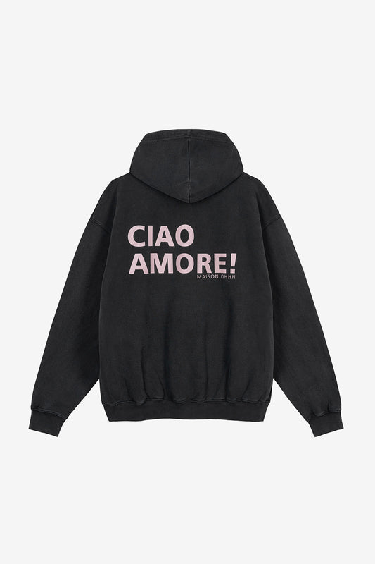 Oversized Hoodie CIAO AMORE vintage black