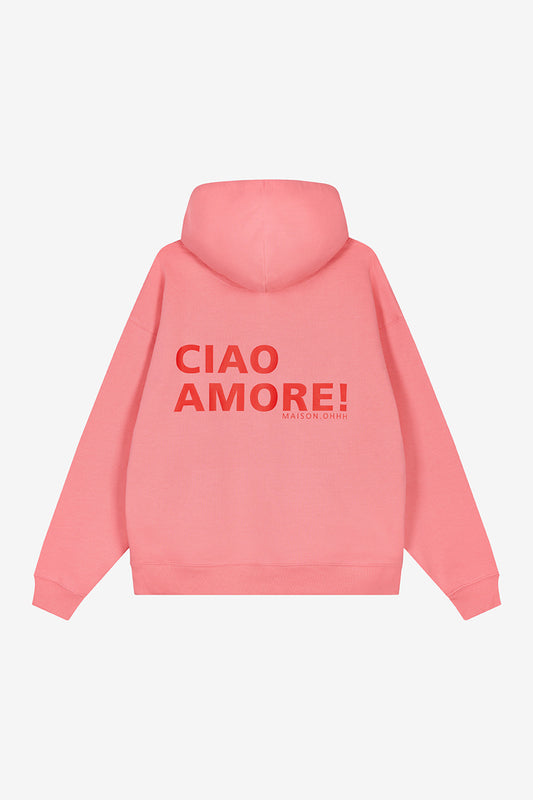Oversized Hoodie CIAO AMORE poppy pink