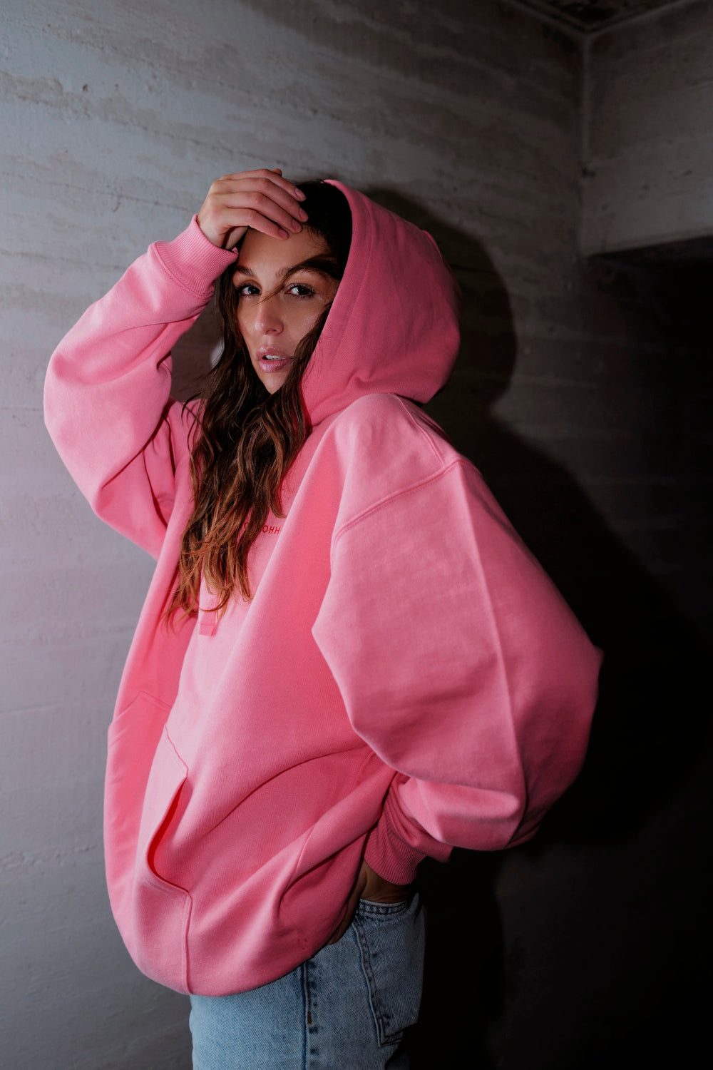 Oversized Hoodie CIAO AMORE poppy pink