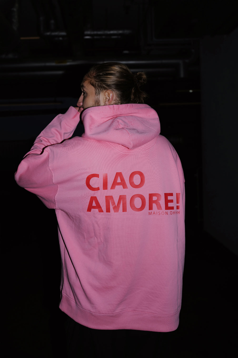 Oversized Hoodie CIAO AMORE poppy pink
