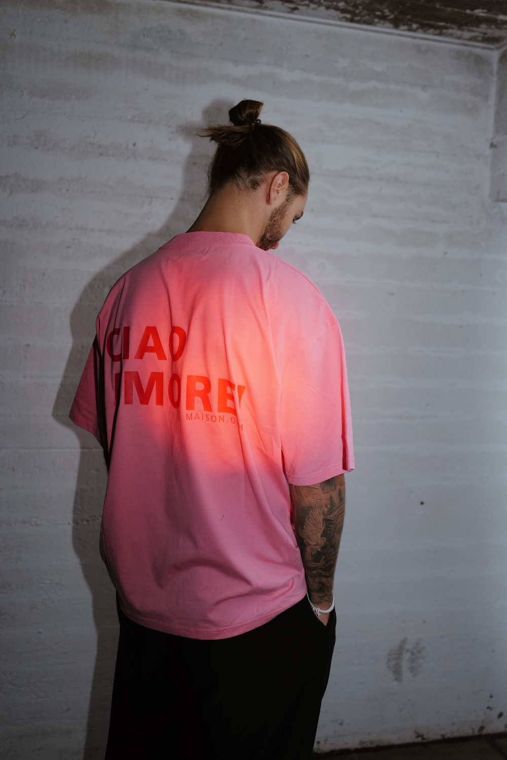 Oversized T-Shirt CIAO AMORE poppy pink